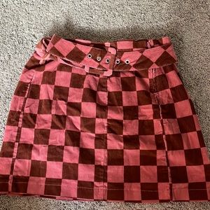 Checkerboard pink and maroon skirt